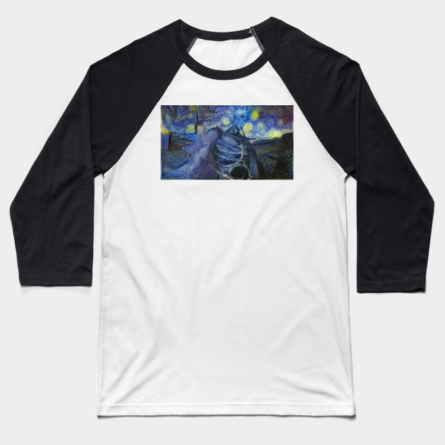 Castlevania Death Starry Night Baseball T-Shirt by Starry Night